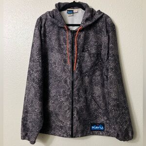 KAVU Men's Black and Gray Patterned Windbreaker